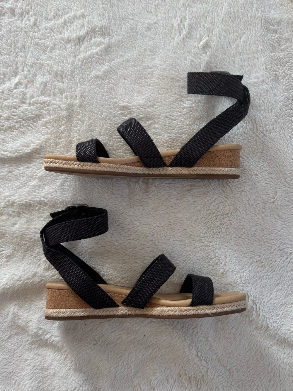 Lucky brand black straps espadrille sandals wenadei vada woven size 6.5